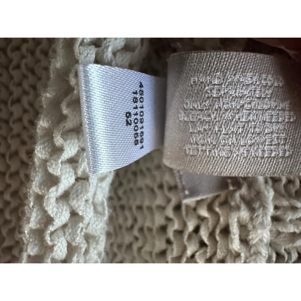 Chicos‎ Open Front Knit Cardigan Sweater Sz 0, Small Ruffle Scarf Neutral Cotton